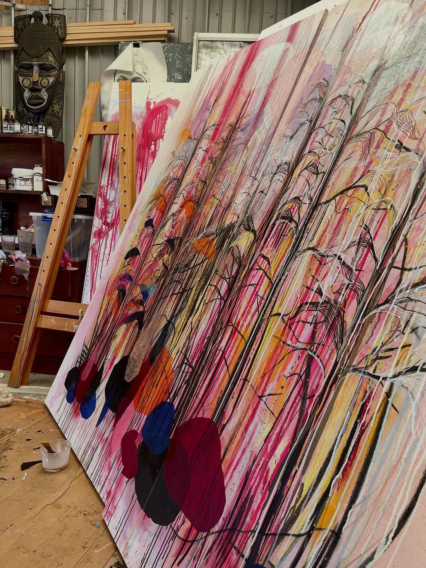 Some days in the studio feel like a fight.
This big canvas is pushing back &mdash; the colours won&rsquo;t land, the layers feel wrong, and my patience is paper-thin. I doubt myself, I get frustrated, I wonder if I went too big this time.

But maybe 