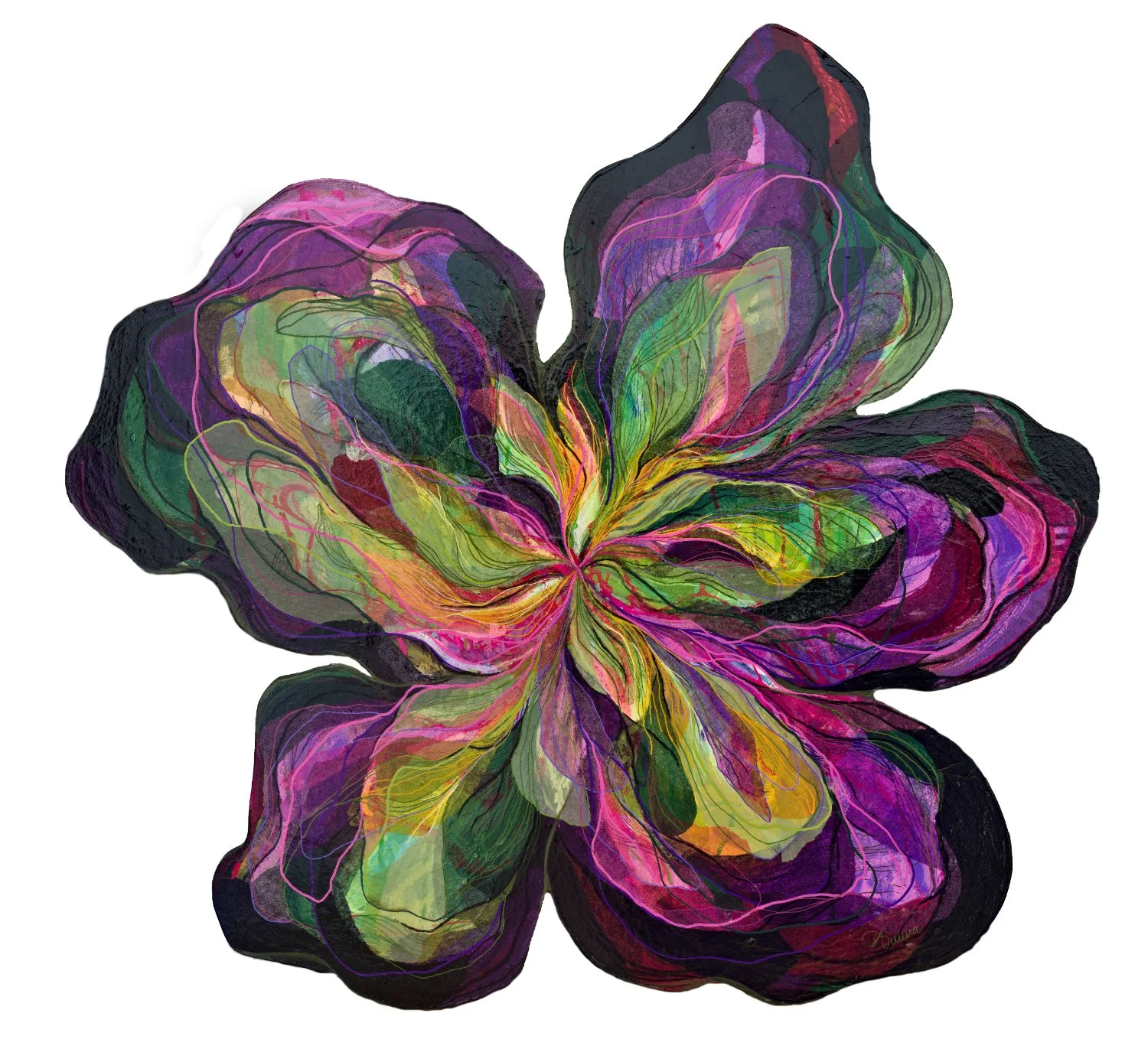 Go Your Own Way - Rebellion Collection - Original mixed media on shaped board approximately 50 × 50 cm by Emma Fält