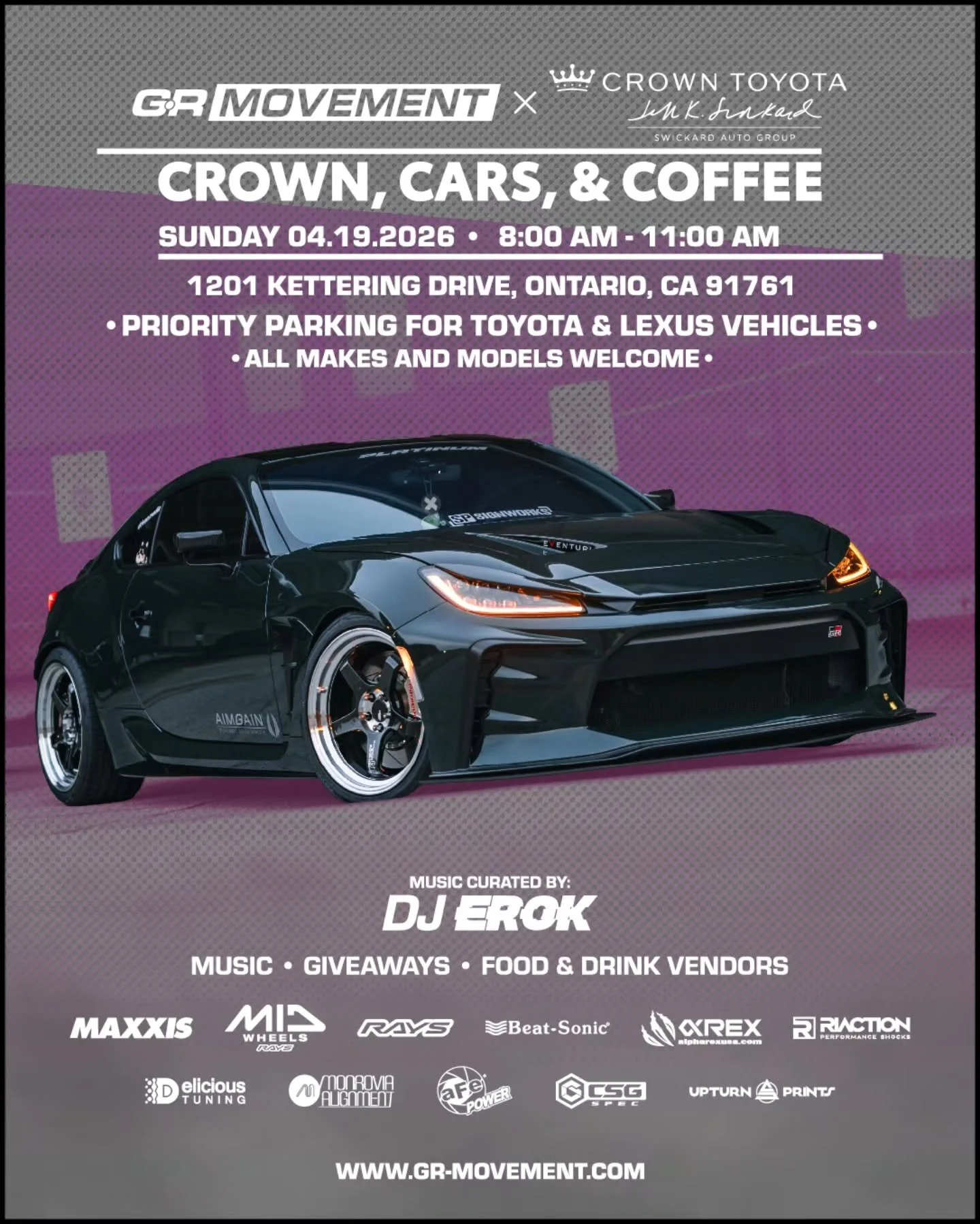 Come out, park, and chill! Join us for a morning of hanging out, meeting cool people, winning some raffles, and enjoying some food and drinks. No registration is needed and all makes and models are welcome. Parking Opens At 8AM... See you there!
.
.
