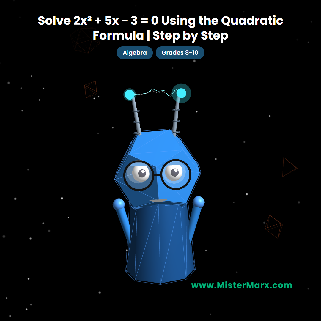 Step-By-Step-Math: Solving Quadratic Equations Using the Quadratic Formula 