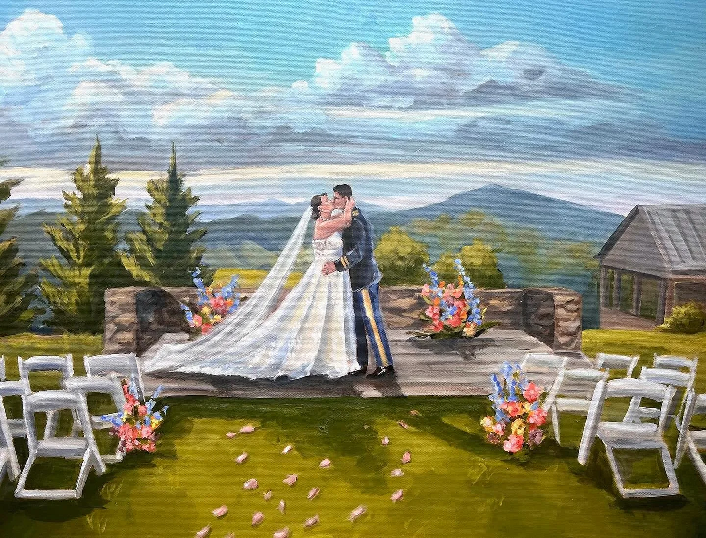 We&rsquo;re in the thick of the fall wedding season and we couldn&rsquo;t be more excited! 

@paintedbysloan recent Colorado wedding painting that we&rsquo;re loving ⛰️ 

#liveweddingpainting #liveweddingpainter #cloudstudioagency #coloradoartist