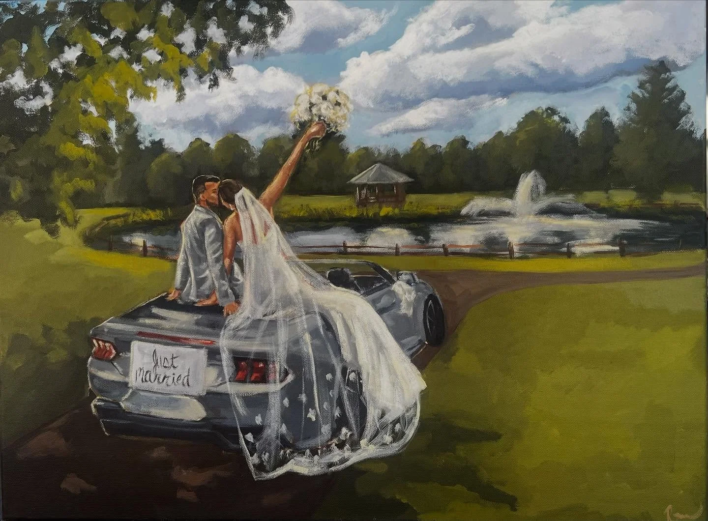 That just married feeling 😭✨

Painting by the lovely @rachelvaught.artist 🥰 We loved the couple&rsquo;s vision for their painting and Rachel executed it perfectly! 

#cloudstudioagency #ohioartist #ohioweddings #liveweddingpainting #liveweddingpain