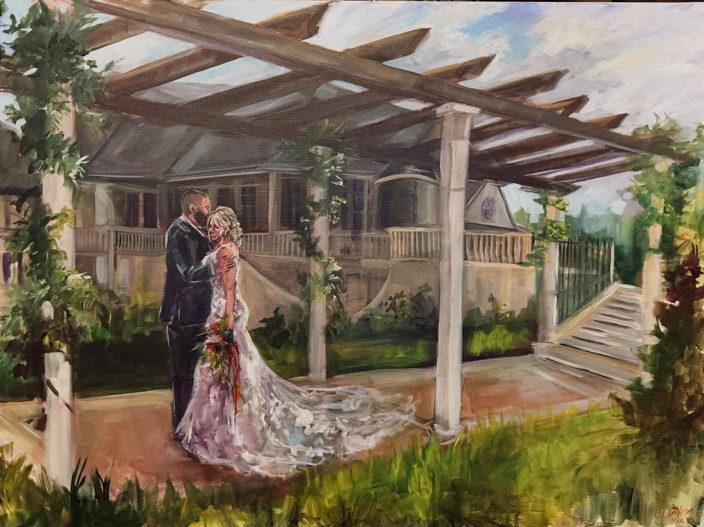 Miranda + Corey on a 30&rdquo;x40&rdquo; canvas ✨

Vendor team:
@redletterdaysphotography // @jackandloevents @mountain.meandering @darling_dahlia_floral @kate.all.things.beauty @chateaudelis @by.elysia.king #liveweddingpainting @pdxmiranda