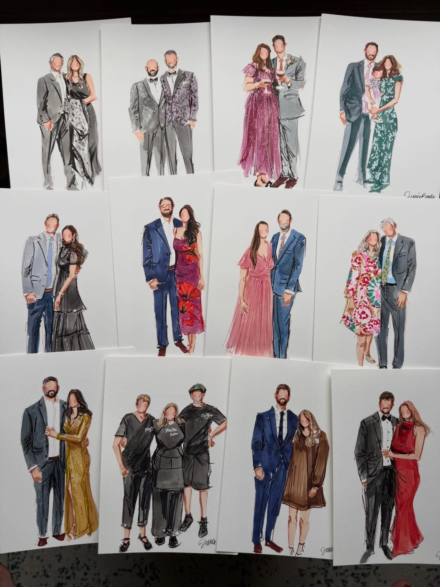 Guest portraits all day, every day 😍😍

We&rsquo;re getting lost in all details of these portraits by @jessicasebok_portraits ✨ Peep the portrait of some of the vendor team 🥹

#cloudstudioagency #jessicasebokportraits #watercolorguestportraits #wed