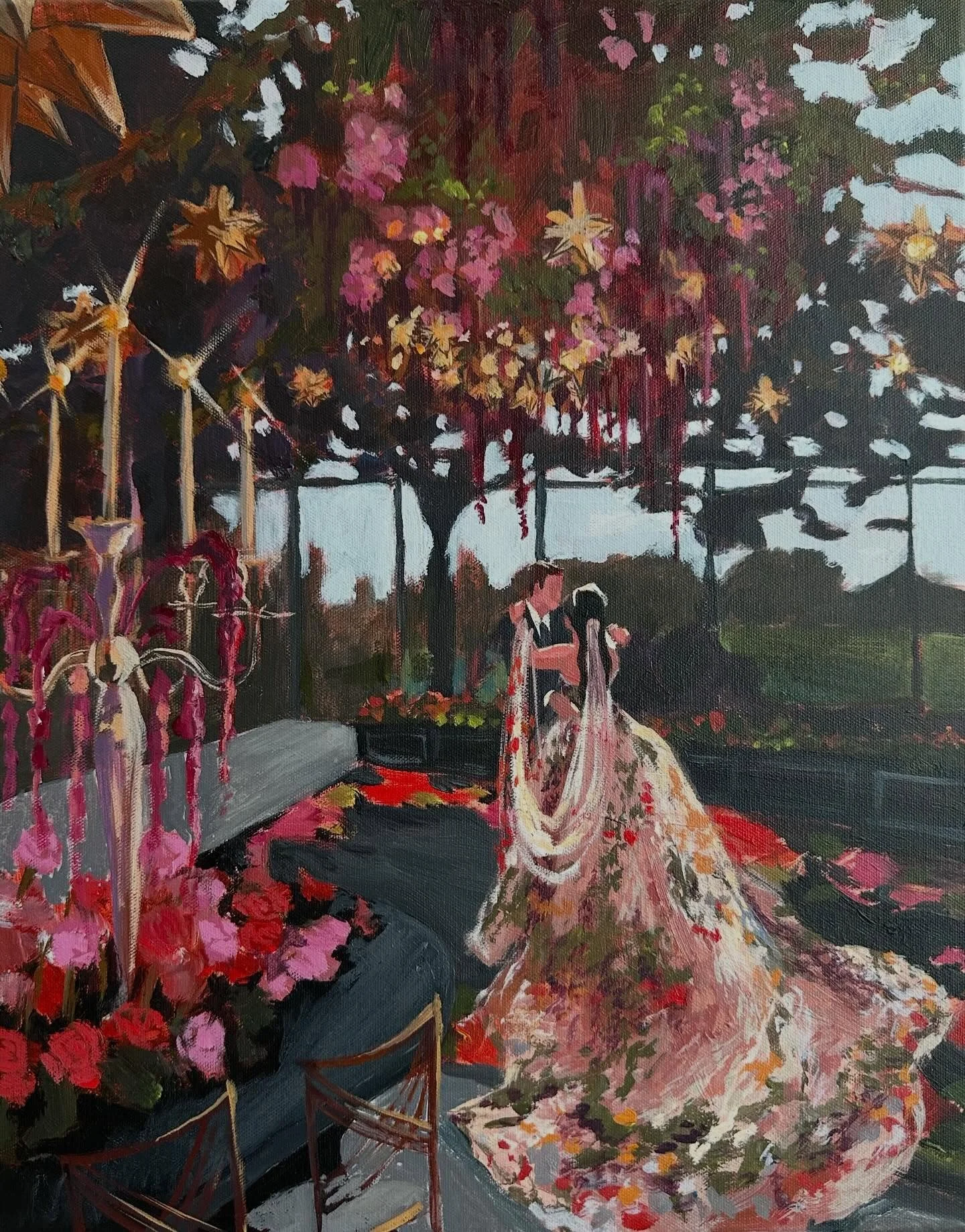 This one needed another spot on the feed 😍

The finished painting for Kimi and Kevin!!!

Planner: @pureluxebride 
Artist: @bychloecampbell 

#wedding #kiawahwedding #southcarolinawedding #weddingpainter #weddingpainting eventpainter eventpainting li