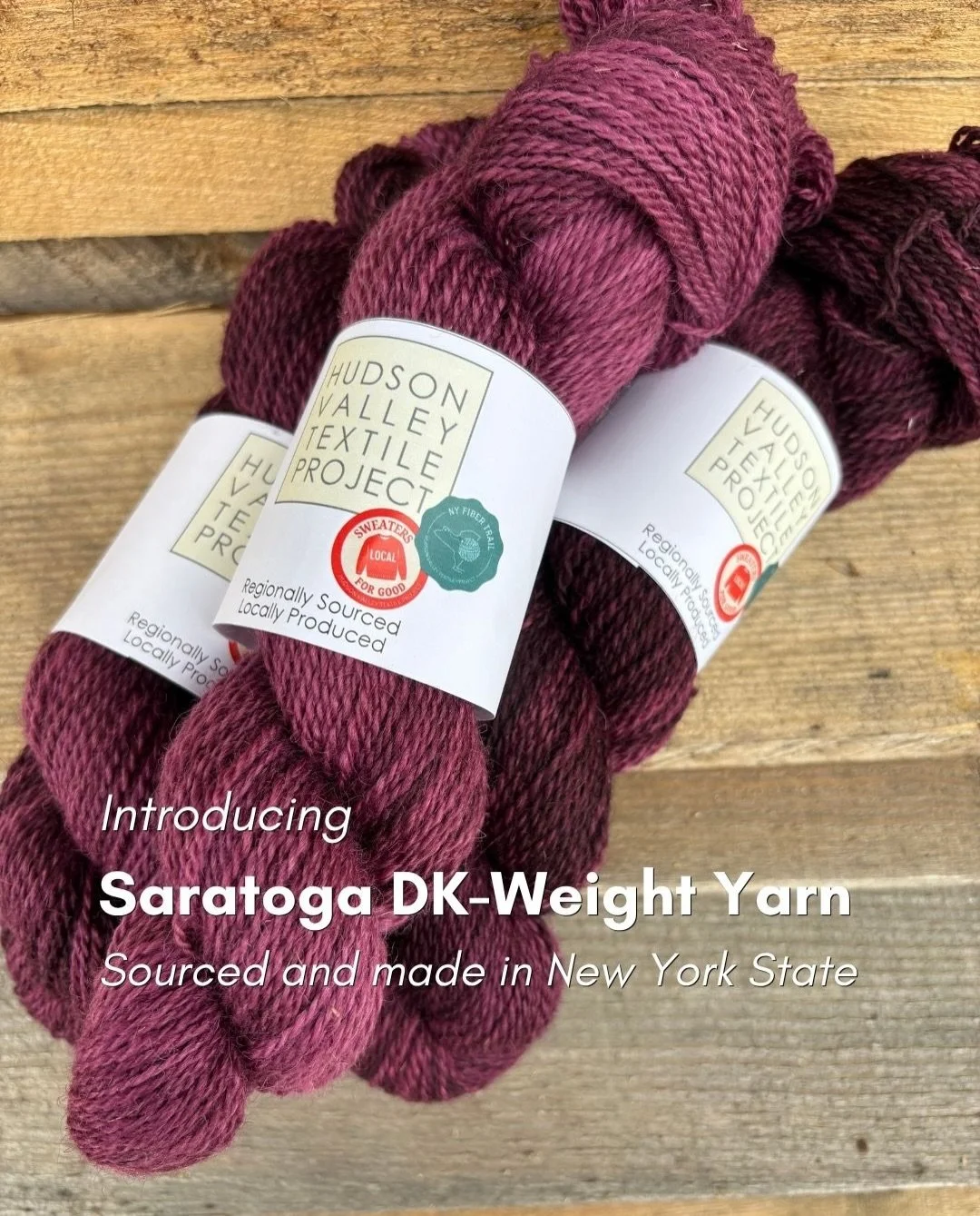 Saratoga Yarn 🧶 

This 100% wool yarn was sourced and milled right here in New York State! Dyed by local artisans, this DK-weight yarn reminds us of the beautiful roses that HVTP&rsquo;s Executive Director @mjpacker plants in her garden (see picture