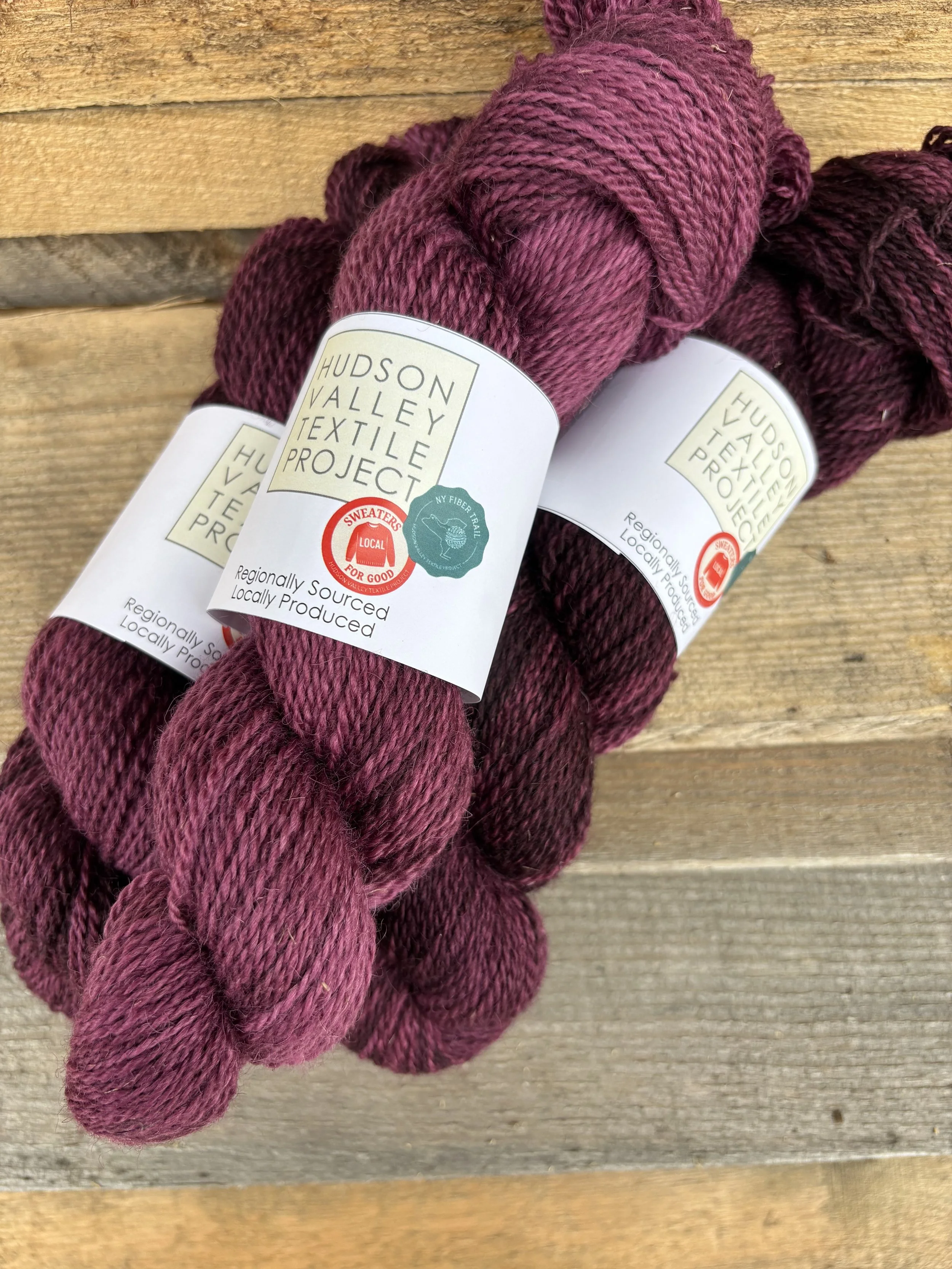 HVTP's Saratoga DK Weight Yarn in plum color.