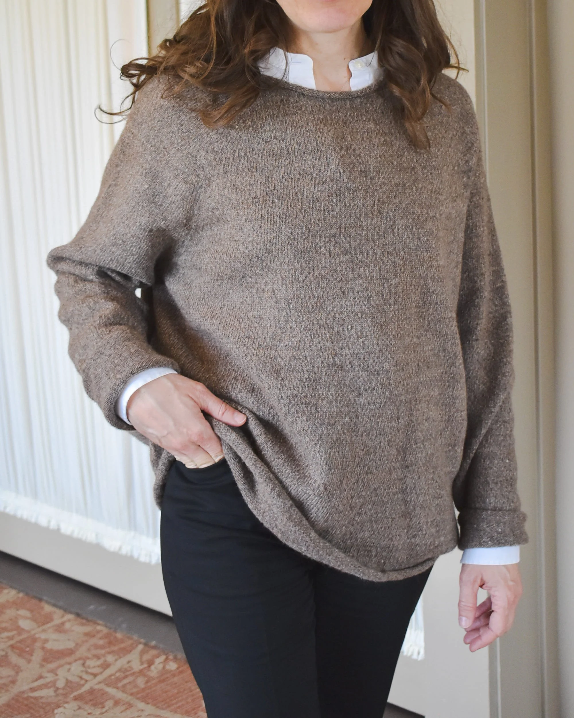 Wool and alpaca crewneck sweater made in USA.