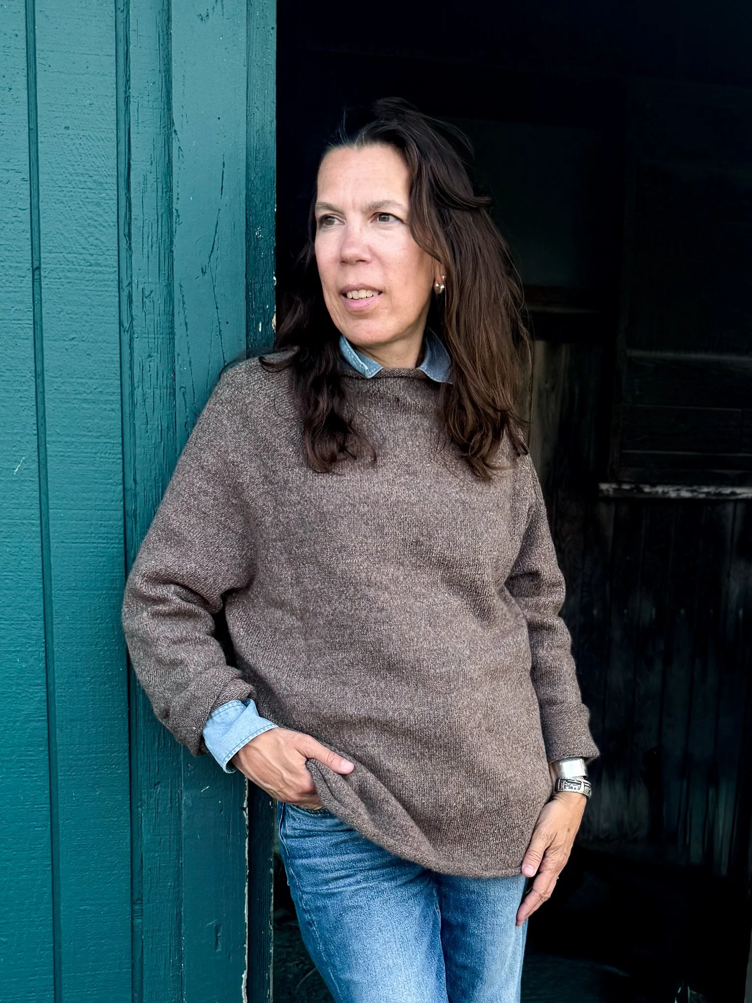 Local Rollneck Sweater - undyed natural wool and alpaca sweater made in USA.