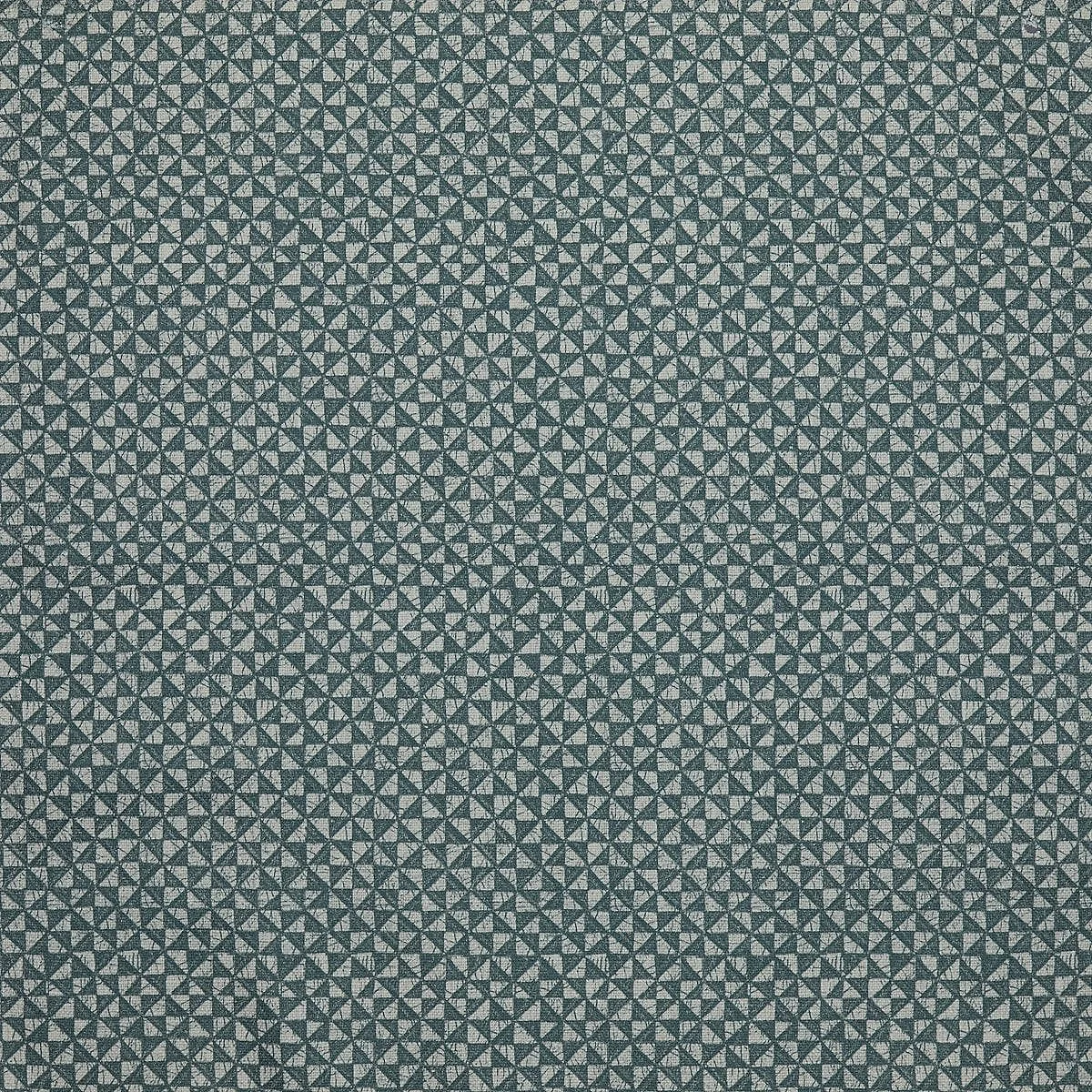 Green fabric with small white geometric triangle pattern