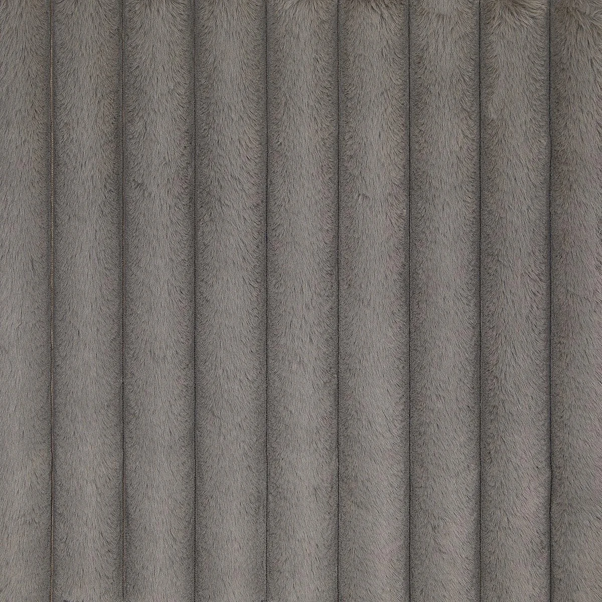 Gray faux fur fabric with vertical stripes