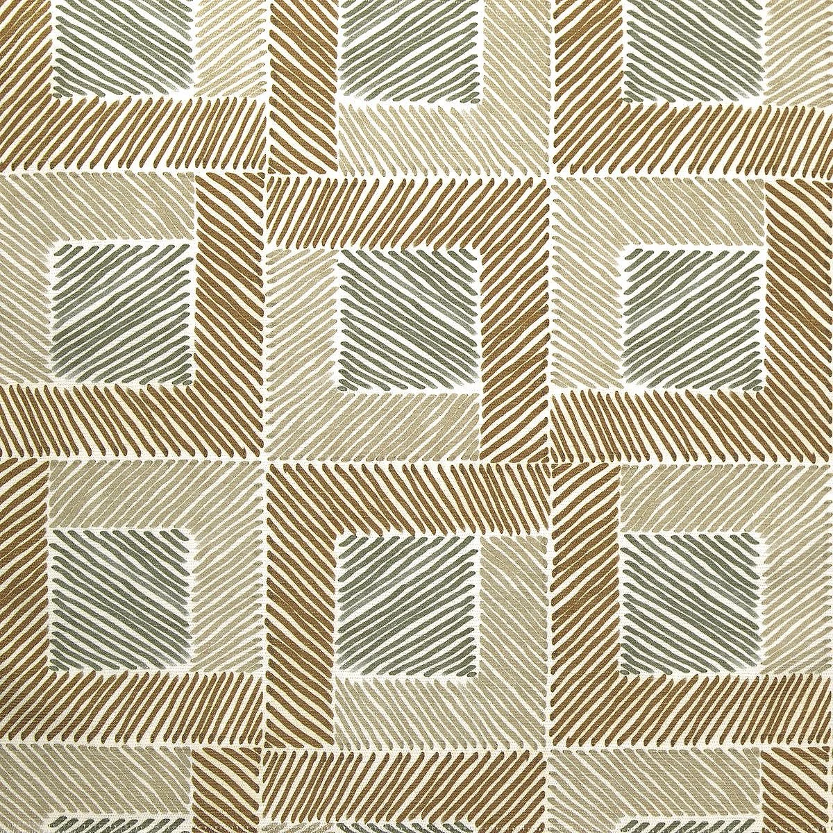 Geometric pattern with diagonal lines in brown and green on a white background.