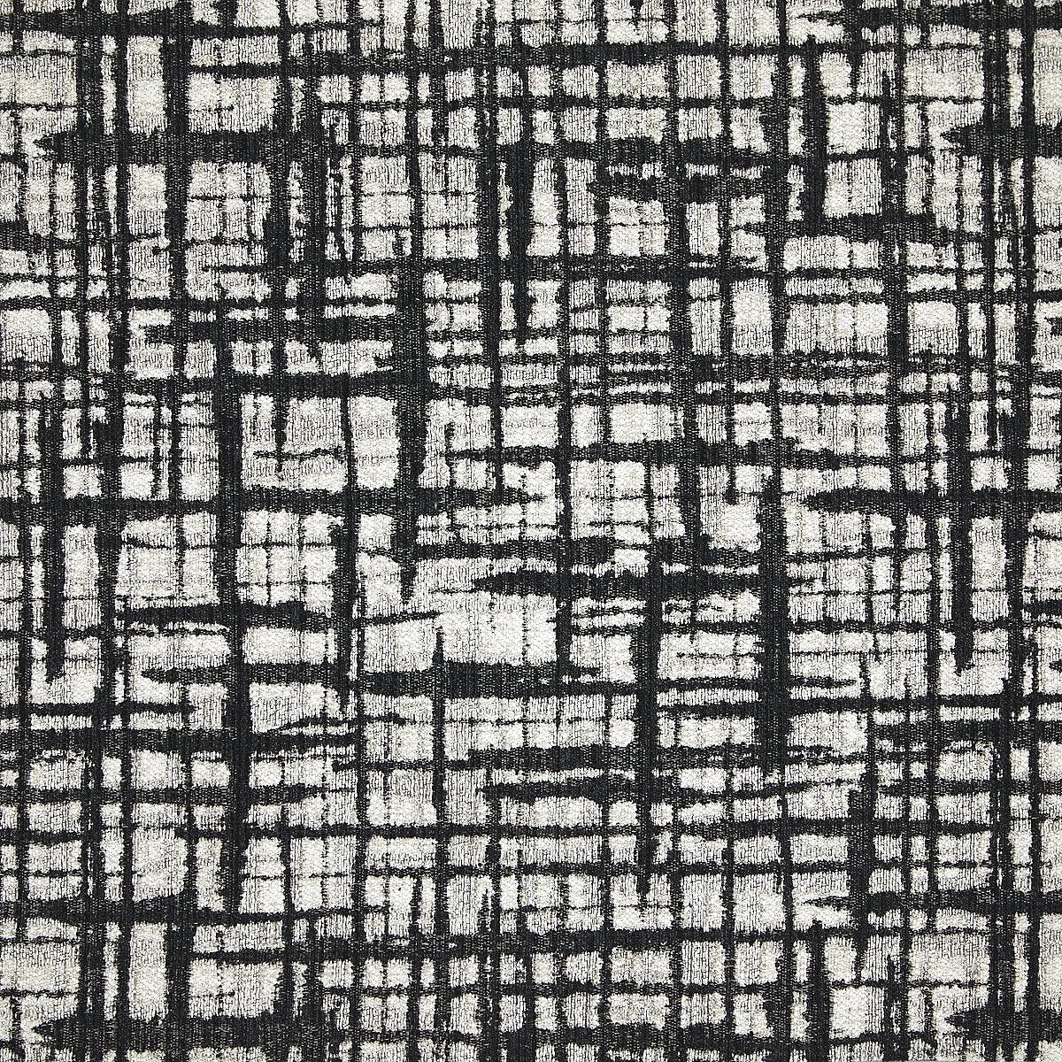 Black and white abstract grid pattern on fabric