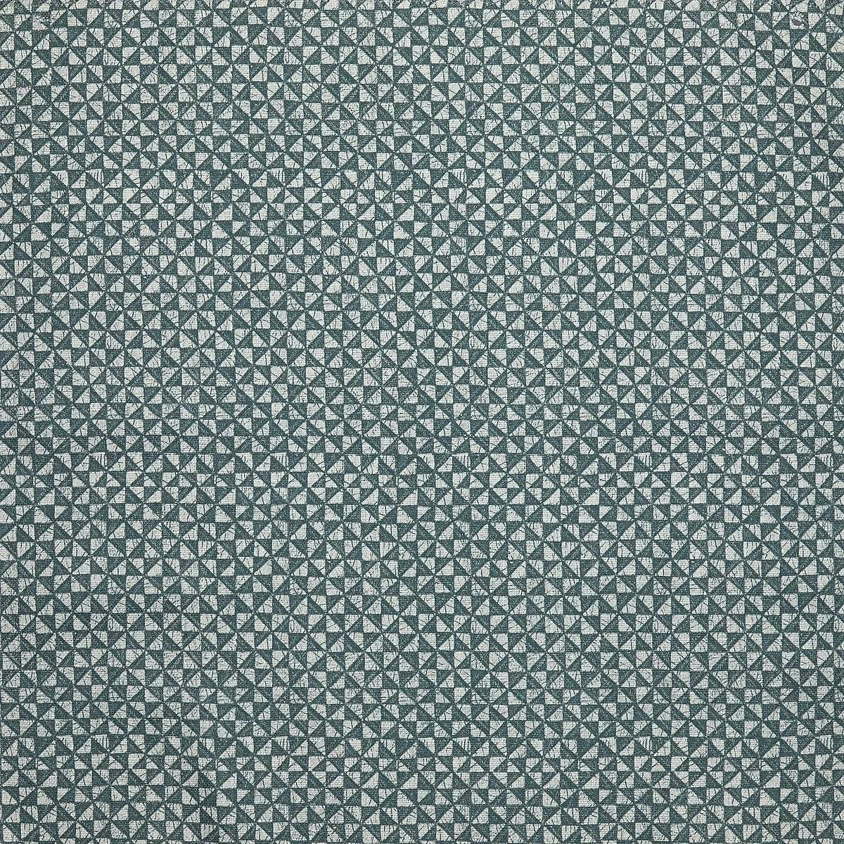 Green fabric with small white geometric triangle pattern