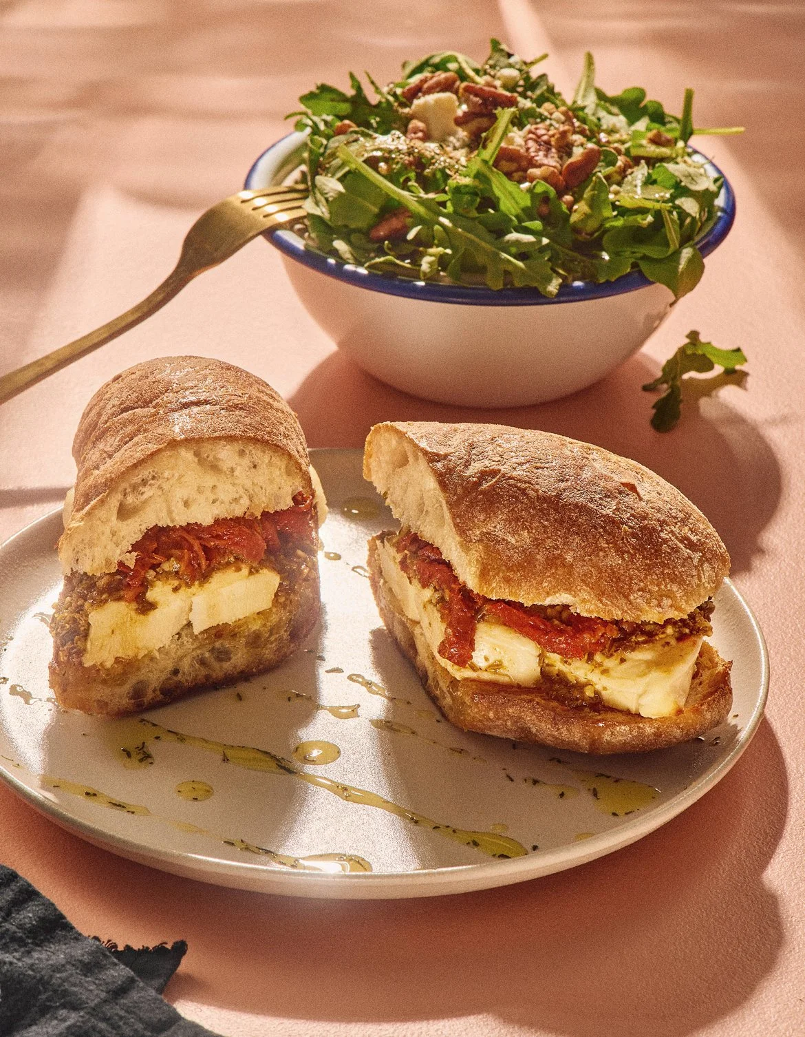"Bleeker Street"- Sun-dried tomato, Pesto, and mozzarella drizzled with Hot honey, on a toasted ciabatta.
