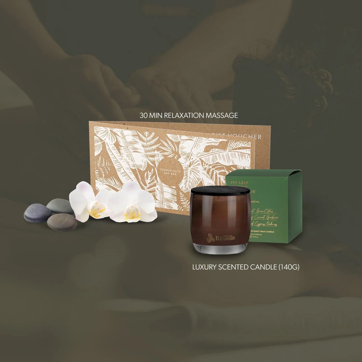 30 min Relaxation Massage + Urban Rituelle 140gr Candle