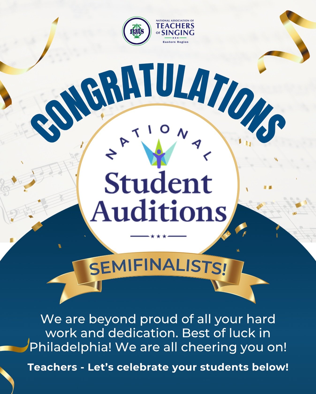 🎉 Congratulations to our Eastern Region Semifinalists for the National Student Auditions! 🎶

We couldn&rsquo;t be more proud of all the hard work, dedication, and talent you&rsquo;ve put into your vocal journey. You&rsquo;ve made it to the top, and