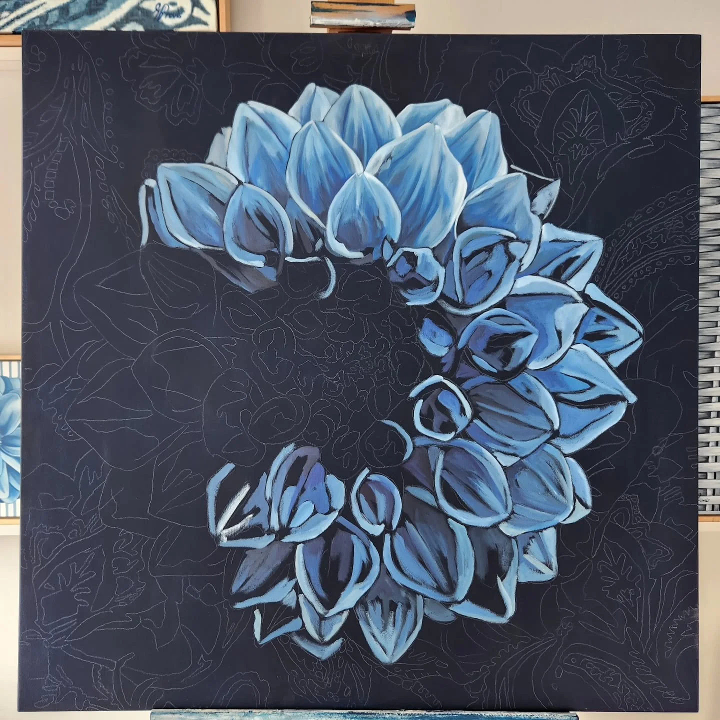 Last year the @adelaide_botanical_garden had a stunning array of Dahlia's. This painting is inspired by one of the varieties from my visit. 

#flowerlover #botanicalgardens #dahlia #adelaideartist #blueandwhite #petals #beautifulblooms #australiangar
