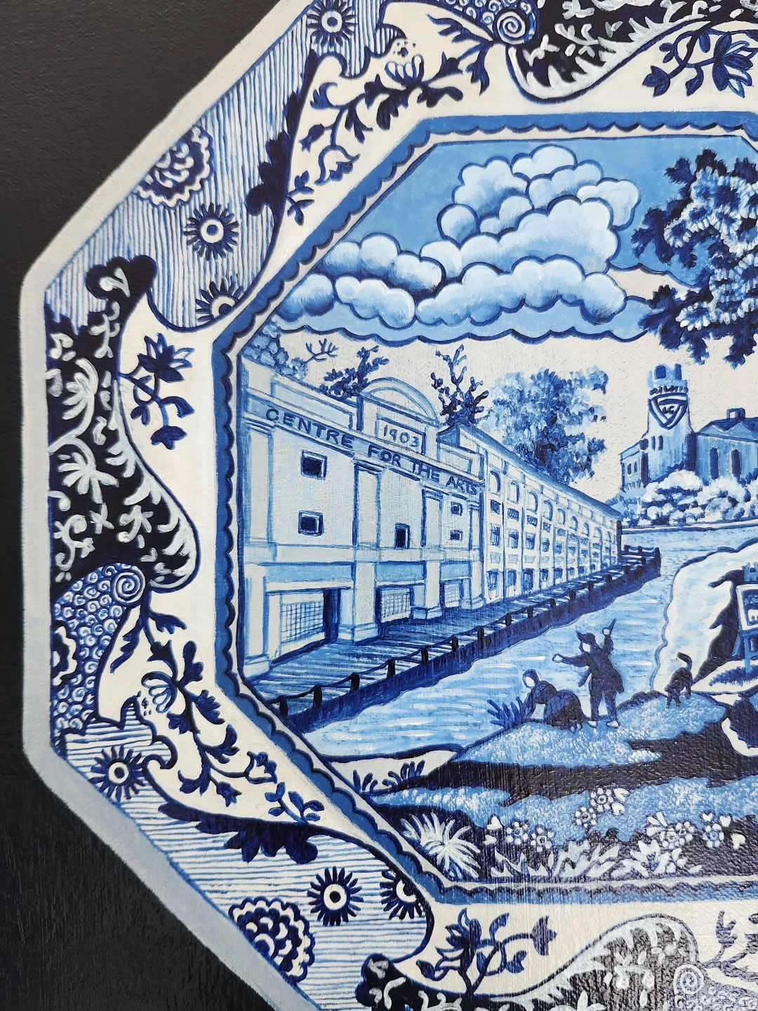 A personal interpretation of the Blue Italian Spode plate design. Interweaving story into my latest painting through details and symbolism has been a very satisfying process. 
I'll reveal this large work due course. 

#blueandwhite #painting #plates 