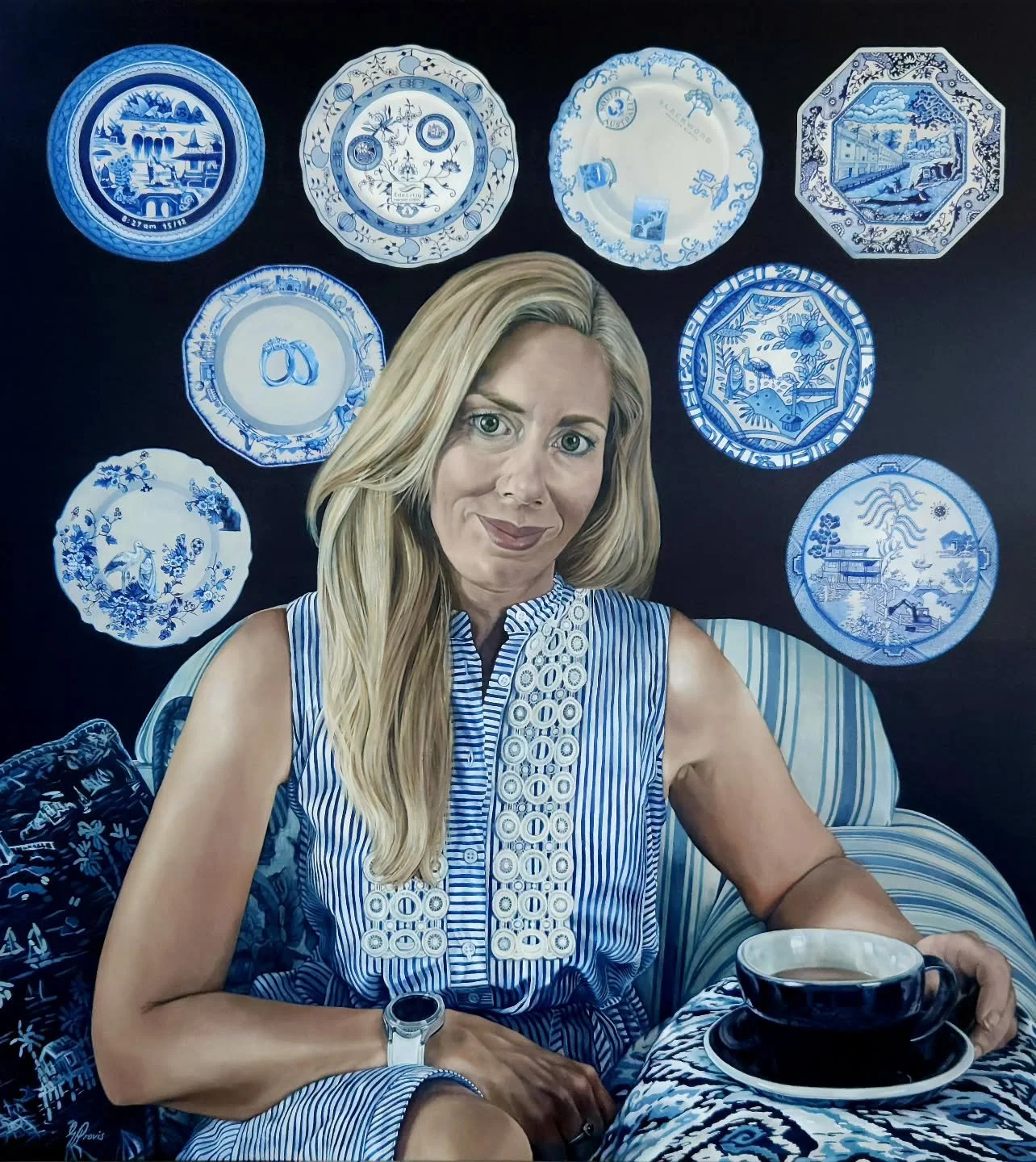 My latest painting "A Cup Half Full" 

This self portrait reflects my positive mood as my  journey through life approachs my half way point. I set out to document my life's milestones to date through symbolism as a way to remember, record a