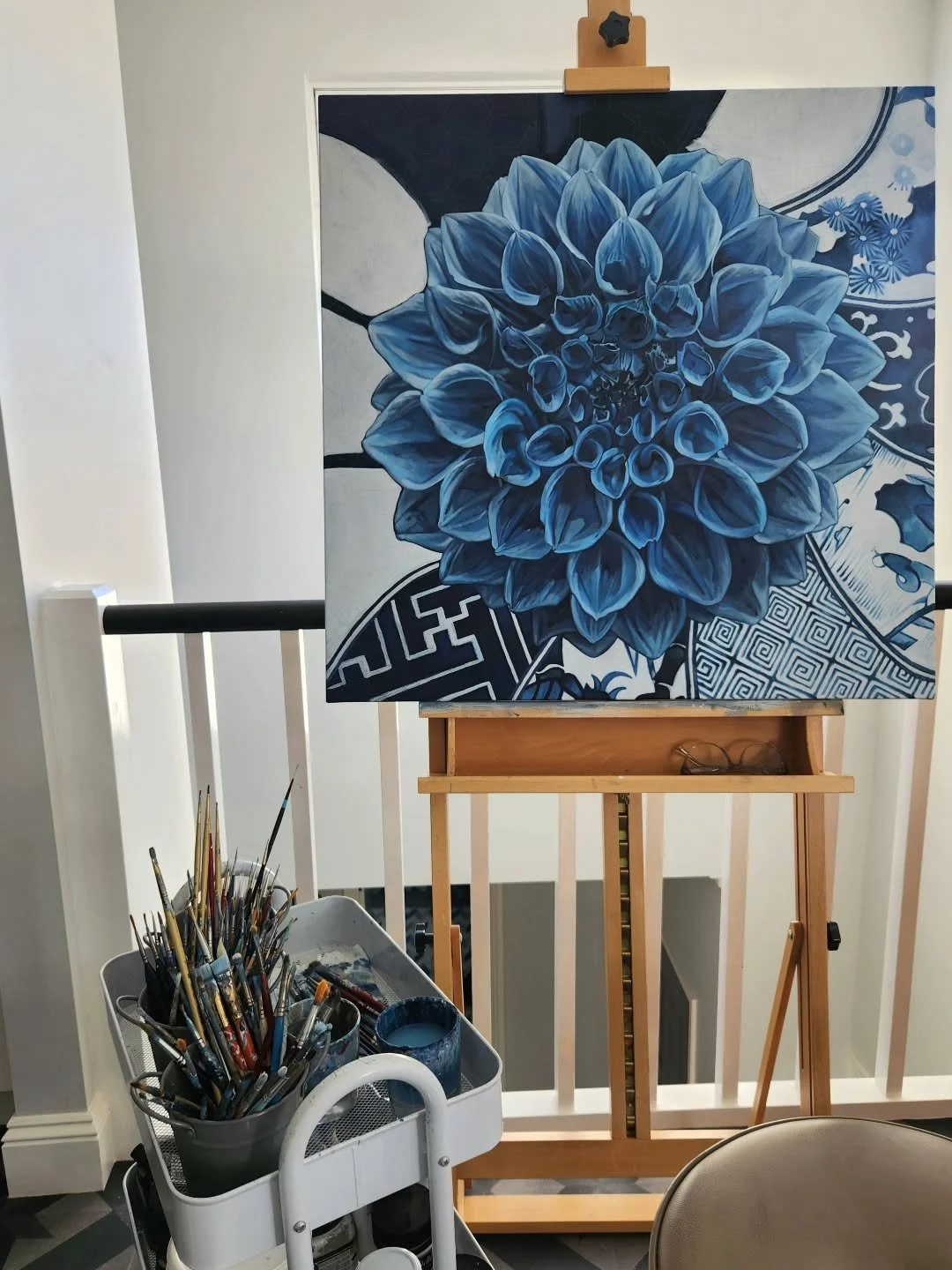 Returning to this WIP after completing my self portrait has taken some adjusting. This painting is currently in it's "gawky" phase, it can be challenging as an artist to trust that this stage will pass and with some more painting hours the 