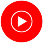 Red circular play button icon with a white triangle in the center
