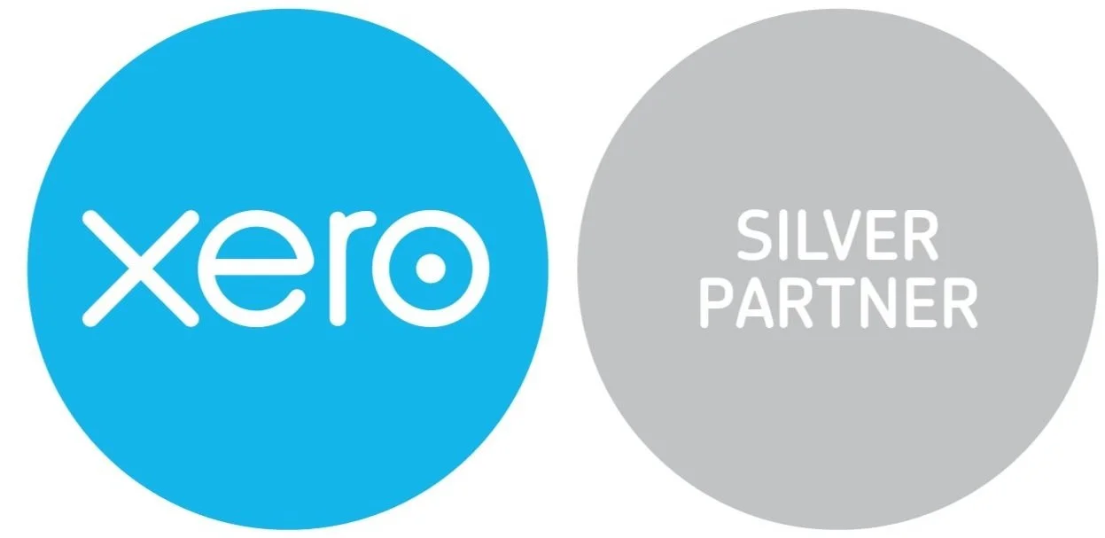 Xero logo with a blue circle and white text, next to a gray circle with white text reading 'Silver Partner'.