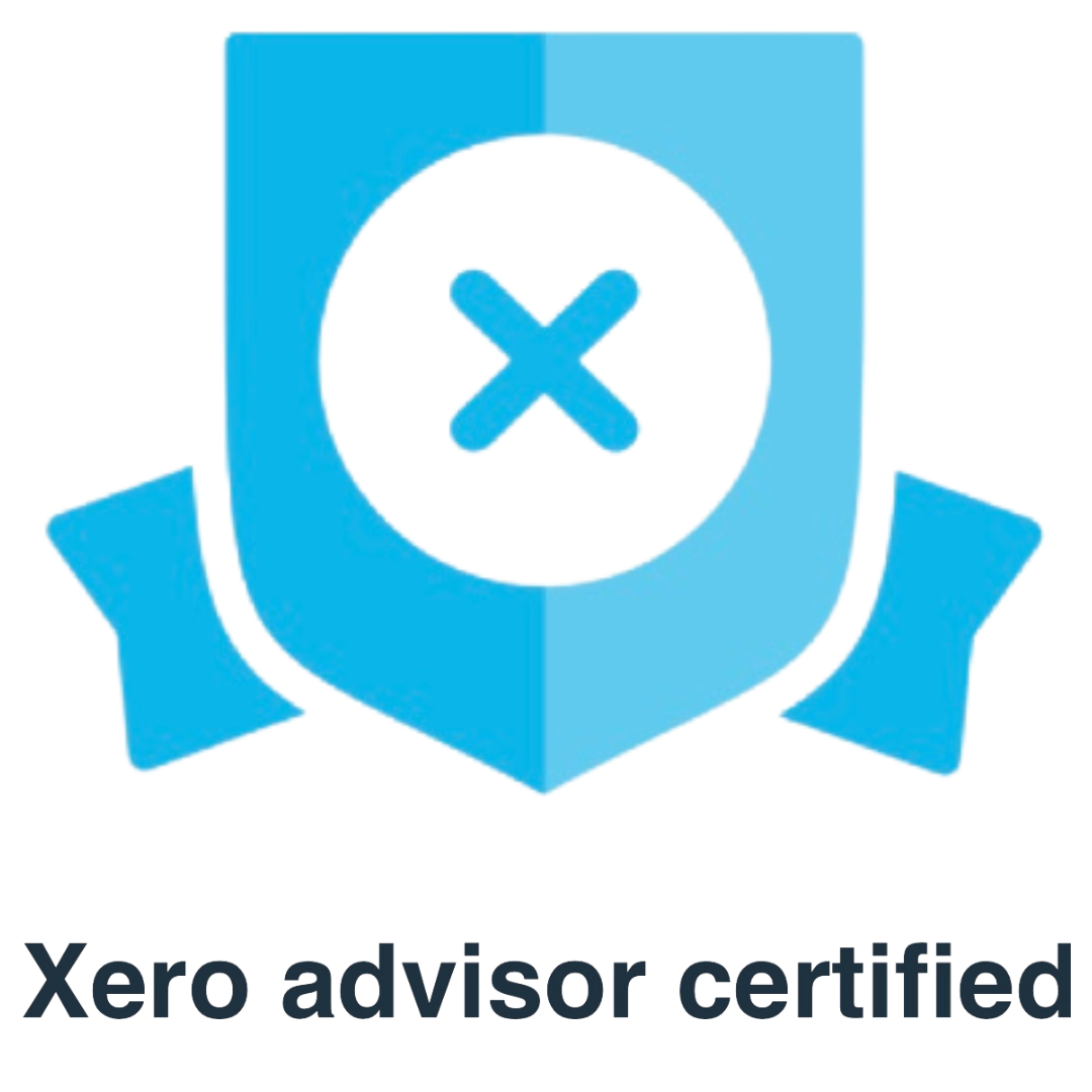 Xero advisor certified badge with a blue shield and ribbon logo.