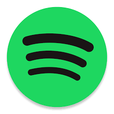 Green circle with black curved lines representing the Spotify logo