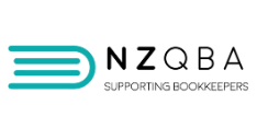 Logo of NZQBA with a stylized book and the text 'NZQBA Supporting Bookkeepers'.