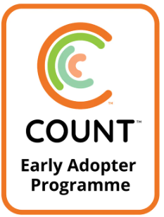 Logo for the Count Early Adopter Programme, featuring a stylized letter C in orange, green, and teal, with black text.