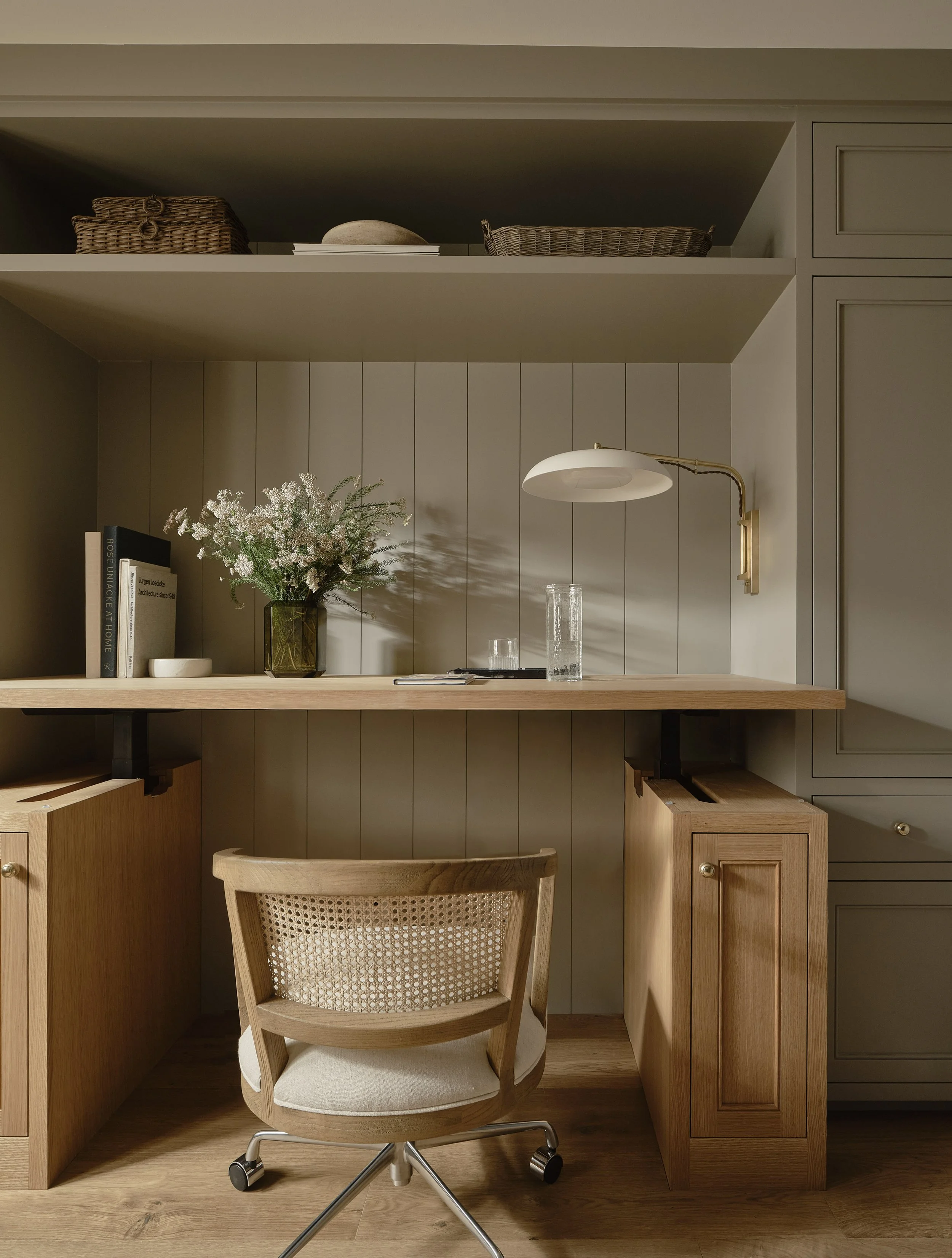Thoughtfully designed workspace with custom millwork in this Addition & Full Home Remodel.