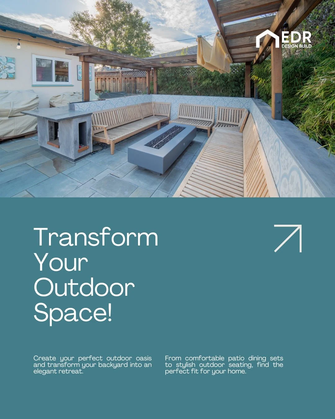 Elevate your outdoor living with a space designed for both relaxation and connection. From the custom woodwork of the seating to the intricate tile details and modern fire feature, every element is crafted to bring lasting comfort and style to your h