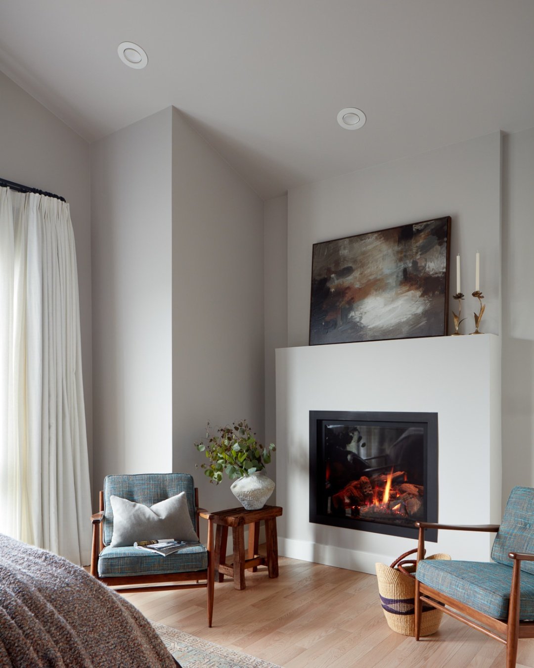 Step into a master suite designed for ultimate comfort and sophisticated relaxation. The seamless combination of a sleek, contemporary fireplace in the bedroom and a spa-like bath retreat creates a cohesive sanctuary right at home. From the stunning 