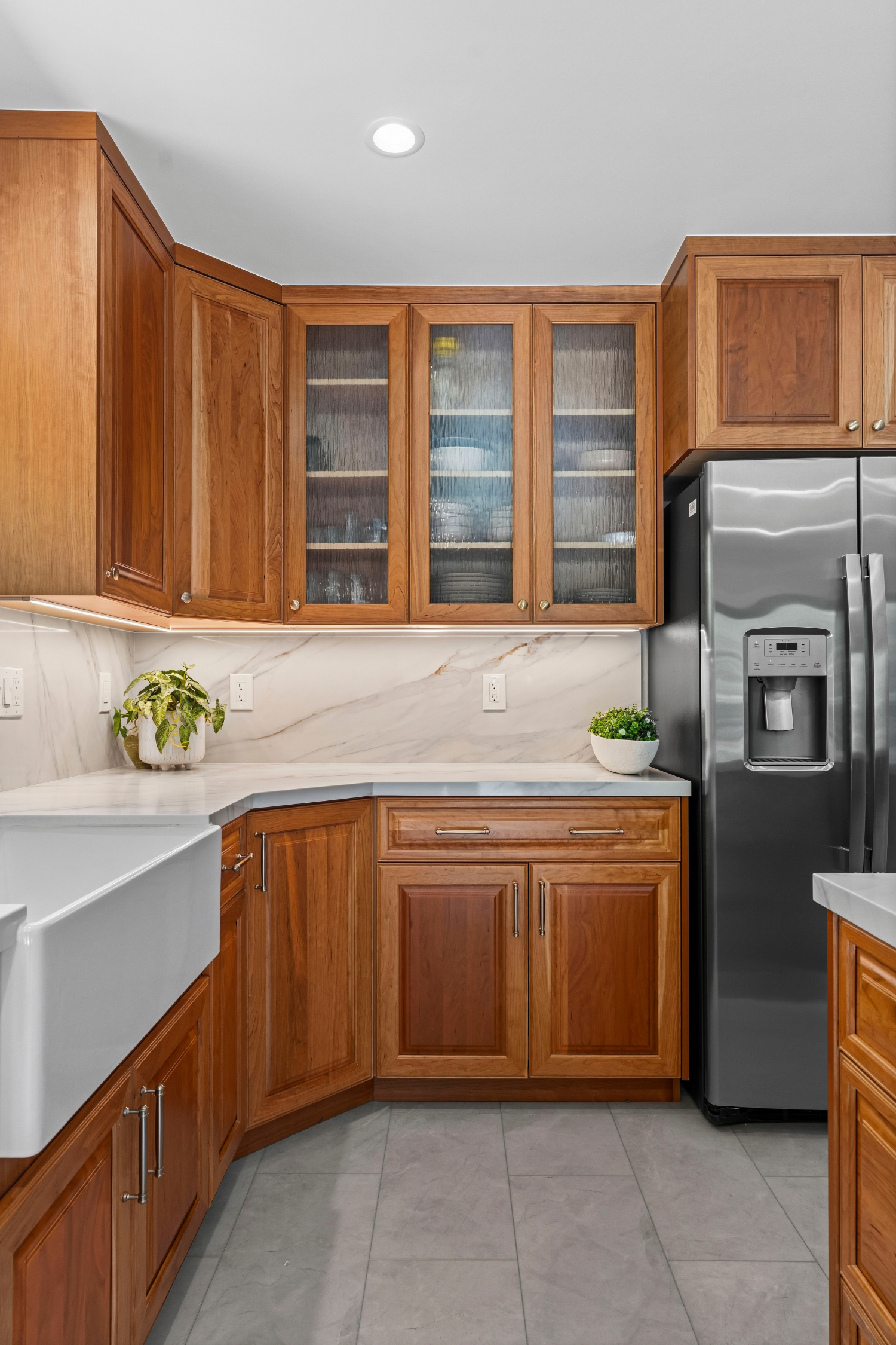 Custom kitchen addition in Los Gatos featuring handcrafted cabinetry, quartz countertops, and abundant storage.