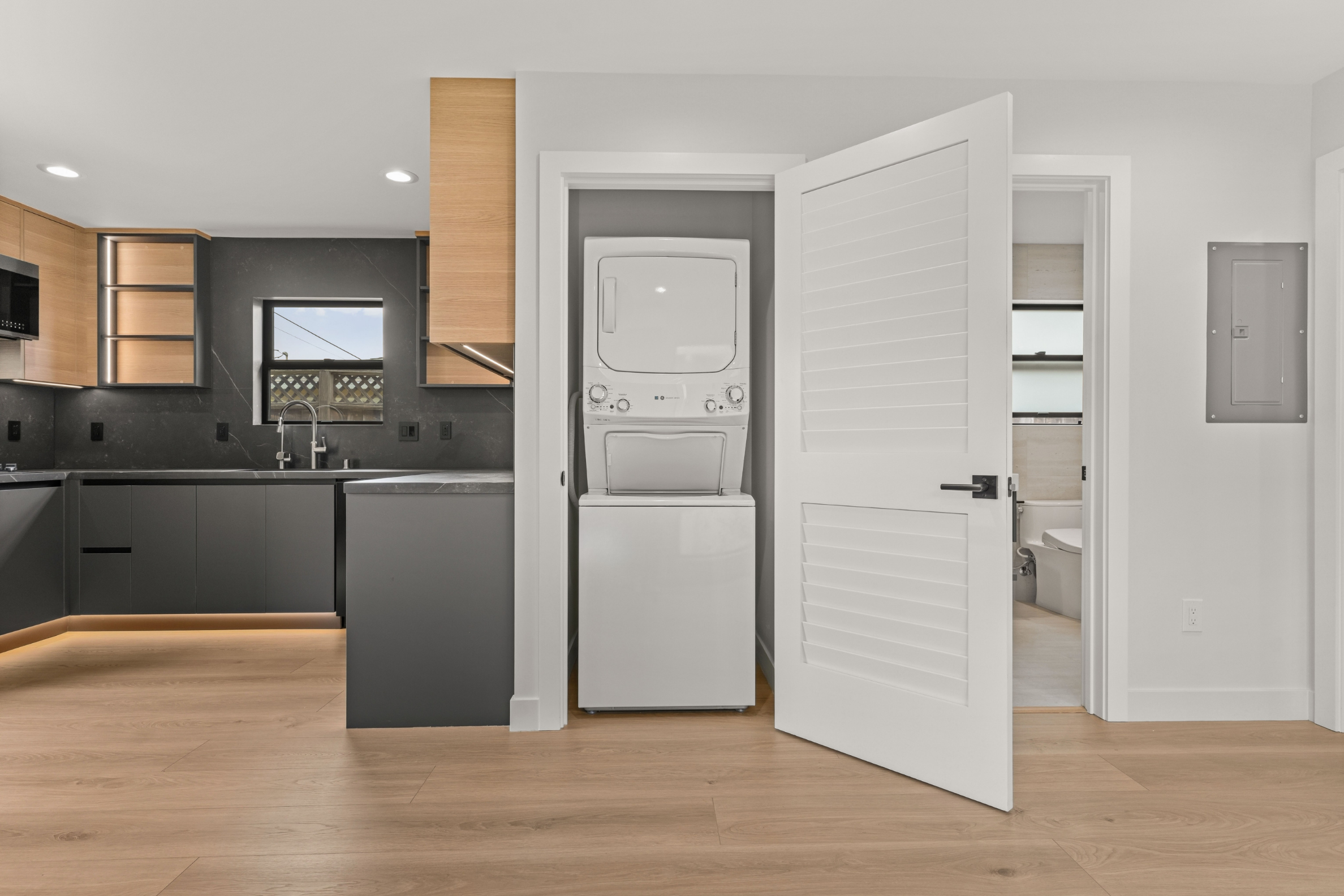 Thoughtfully designed ADU in San Jose with an in-unit stacked washer and dryer for everyday convenience.