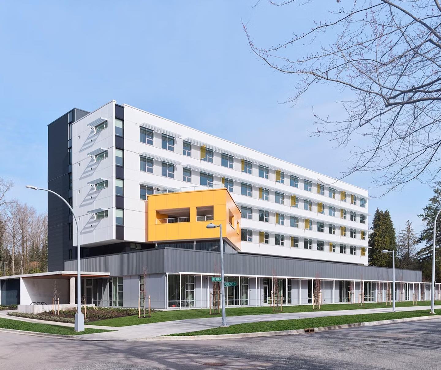 Congratulations to @nsdaarchitects and the design team for the recent win of the Canadian Green Building Award for Residential (Large) from SABMag for the RainCity Foxglove Shelter! This six-storey wood framed project provides shelter and temporary h