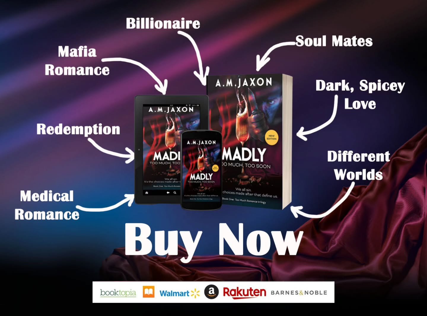 OUT NOW: MADLY Too Much Too Soon.
Spice so hot, you'll melt. Love so tender, your heart will swoon. And suspense so gripping, that the edge of your seat won't be enough.

#darkromancereads #booktok #romanticthriller
#romanticsuspense