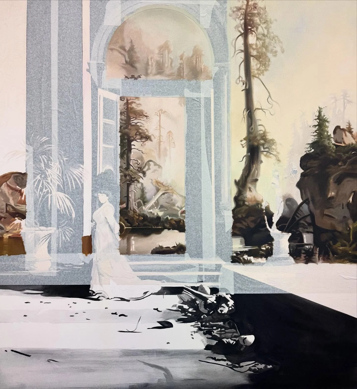 Two paintings in progress for you - masking tape and all. They are both 130 x 120 xm, oil on canvas. I&rsquo;m in complete focus mode in the studio this summer, working hard towards my solo show opening in London at Kristin Hjellegjerde Gallery on Fr