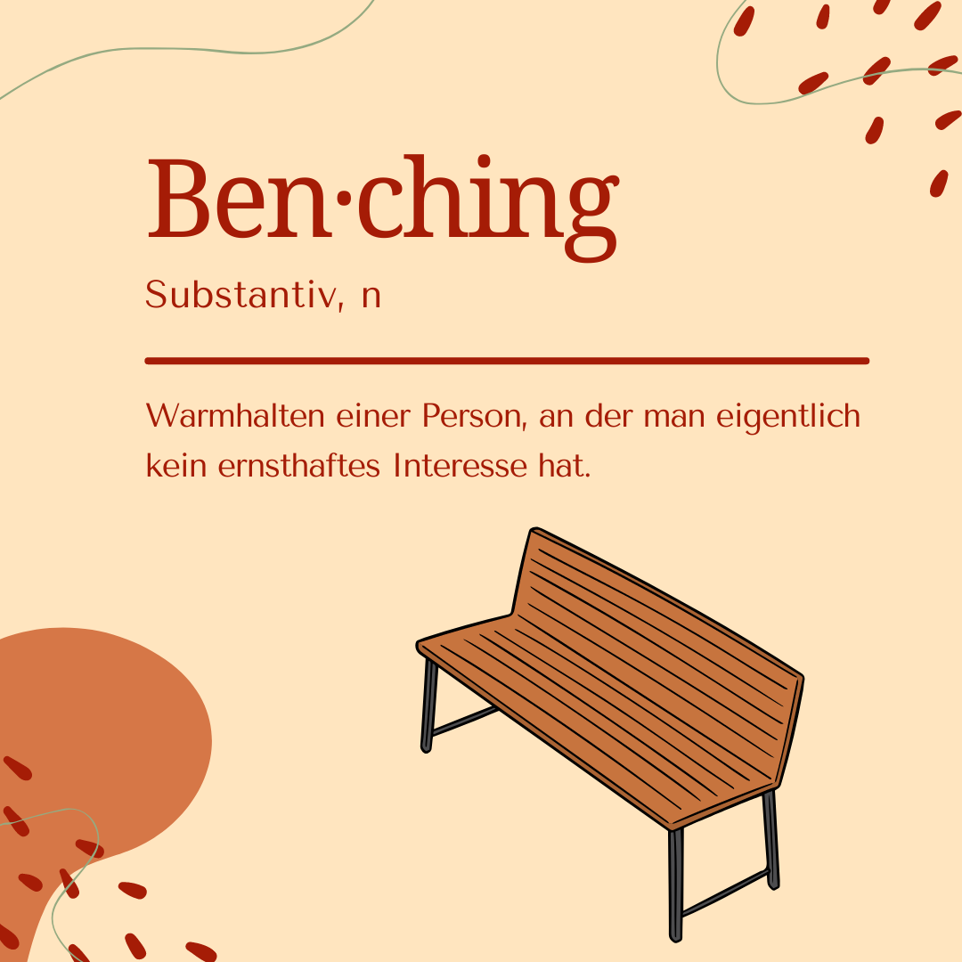 Illustration einer Parkbank zum Dating-Begriff Benching