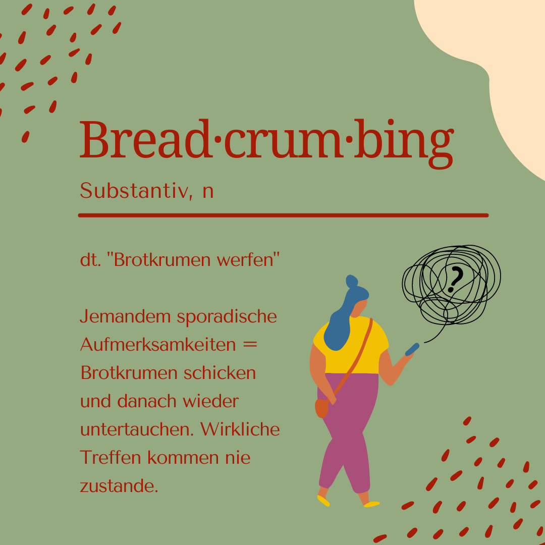 Illustration zum Dating-Begriff Breadcrumbing