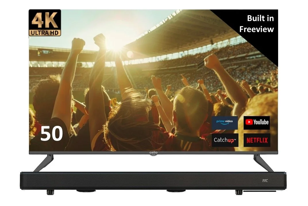 Cello 50″ Ultra HD LED Smart TV with WiFi, Freeview & Soundbar hiya! — hiya!