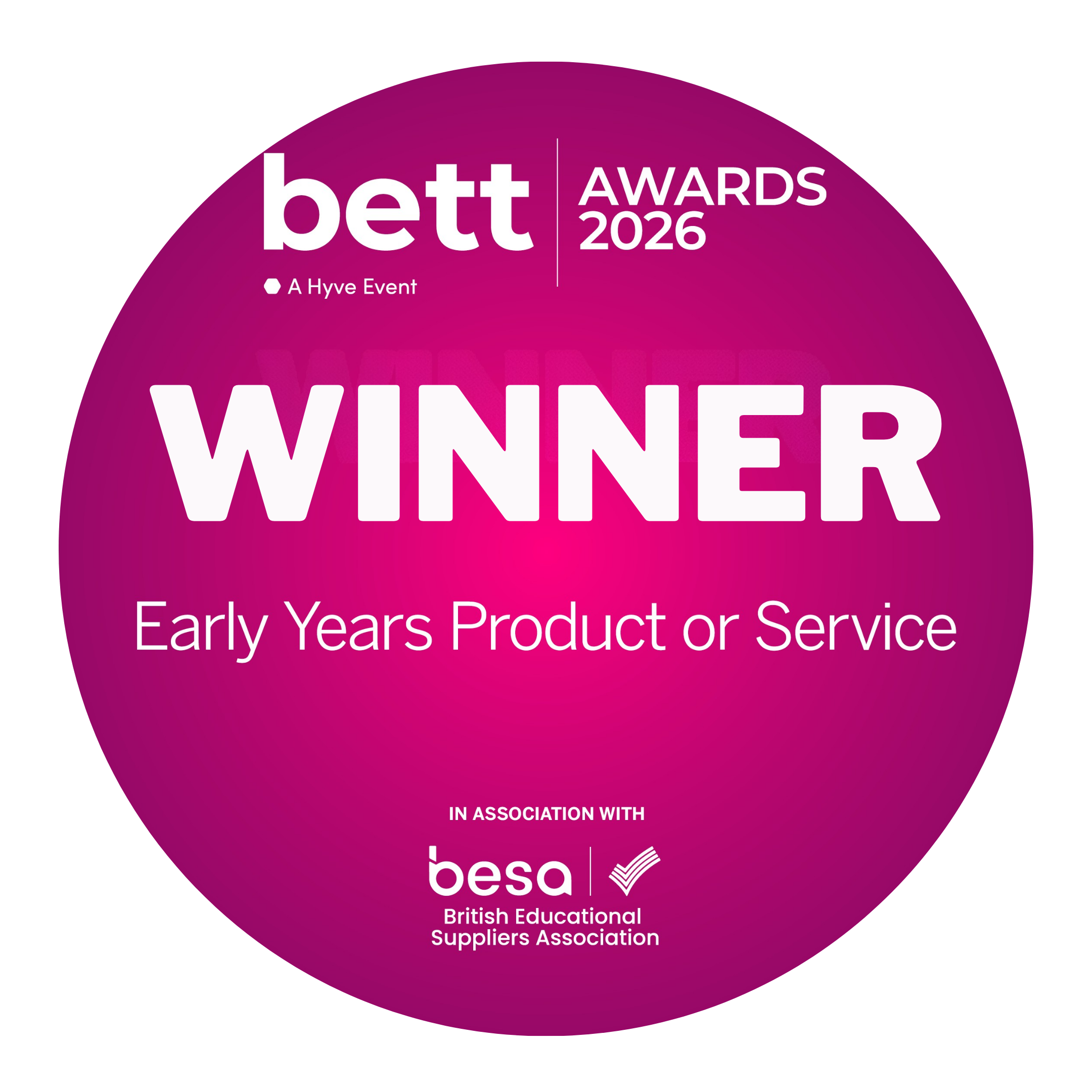 Ready Steady Write wins BETT Award 2026. BETT award-winning literacy resources. BETT logo celebrating Ready Steady Write’s win.