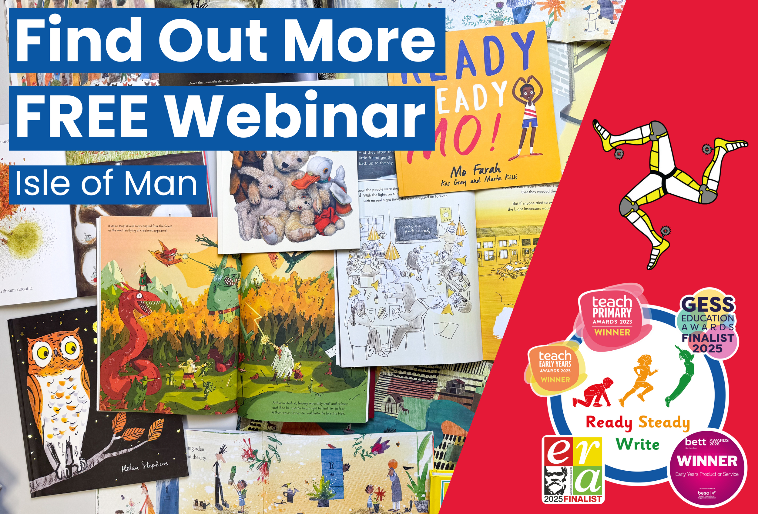 Award-winning Ready Steady Write CPD for Isle of Man primary schools, supporting EYFS to Year 6 writing and aligned with the Isle of Man Entitlement and Assessment Framework
