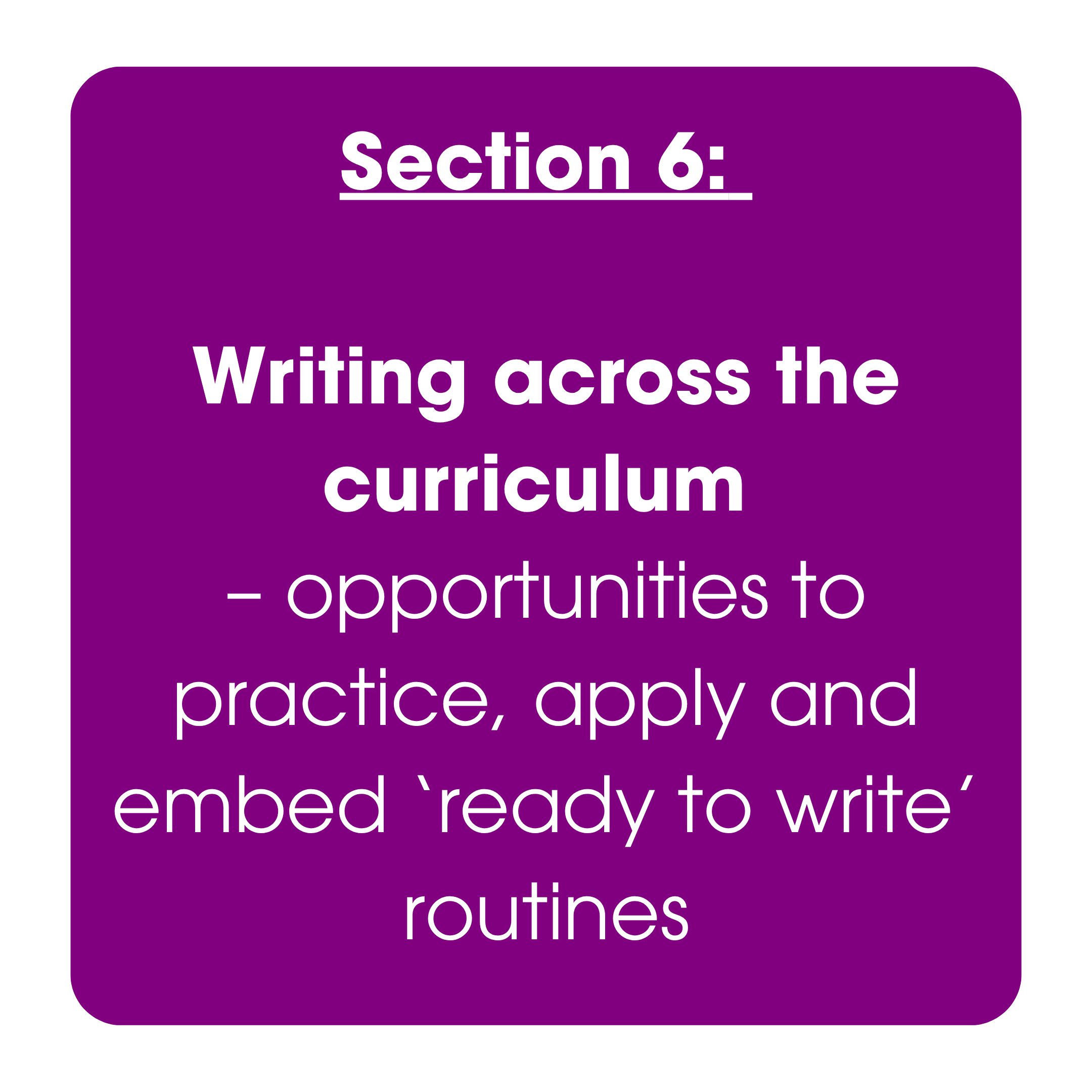 DfE framework image showing how primary pupils apply writing skills in other subjects through purposeful, well-planned writing tasks.