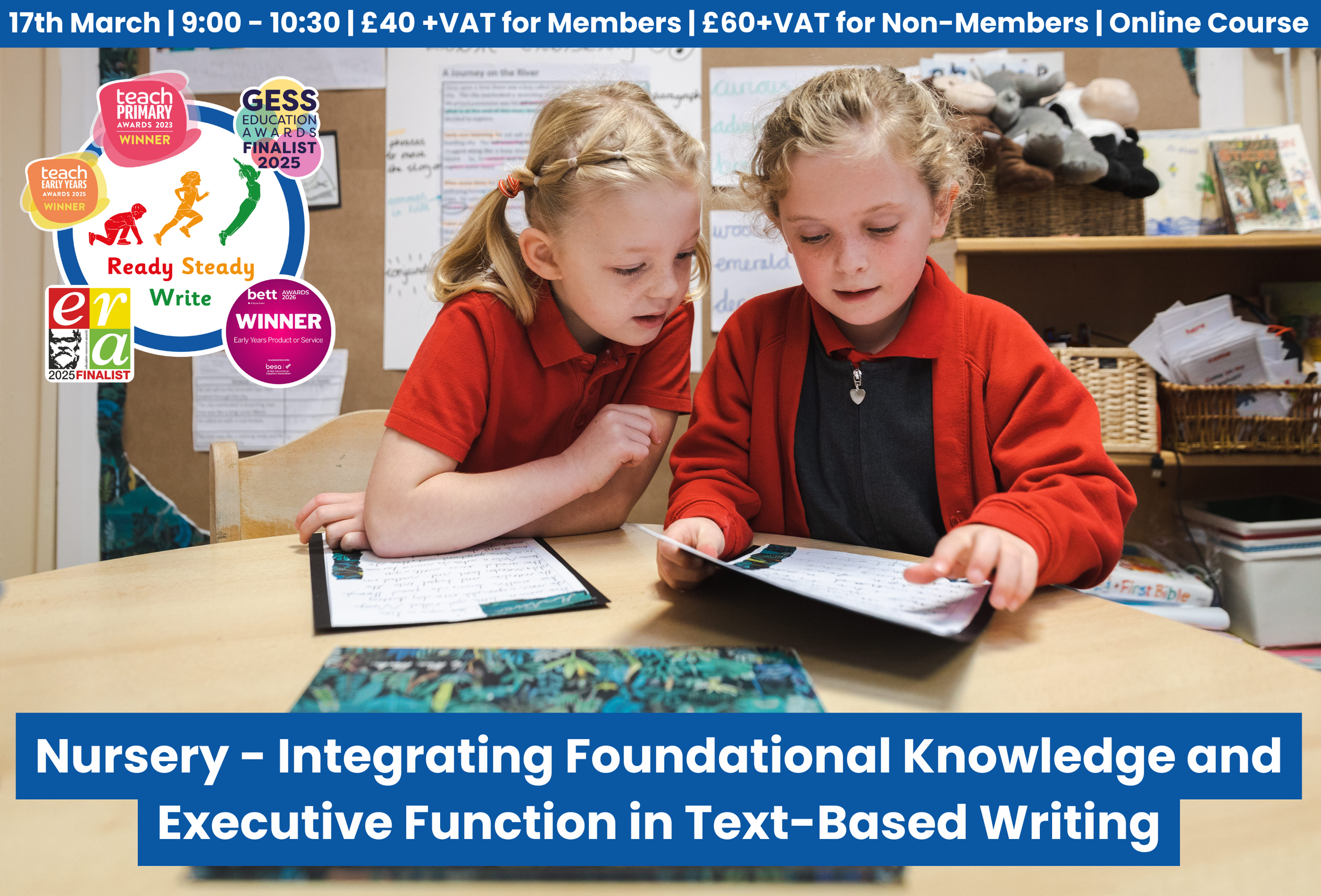 Nursery CPD training showing how Ready Steady Write builds early communication, talk and foundational knowledge for writing through structured teaching and executive function support.