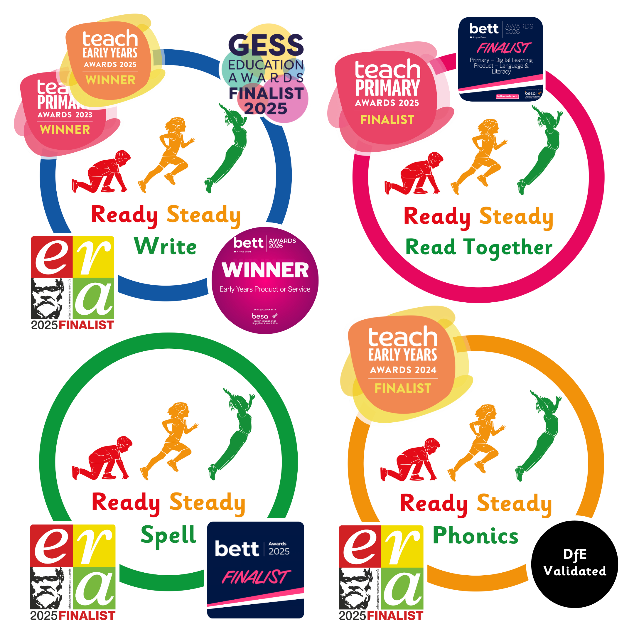Literacy Counts award-winning literacy resources including Ready Steady Write, BETT Award winner 2026 and Teach Primary Early Years award-winning programmes