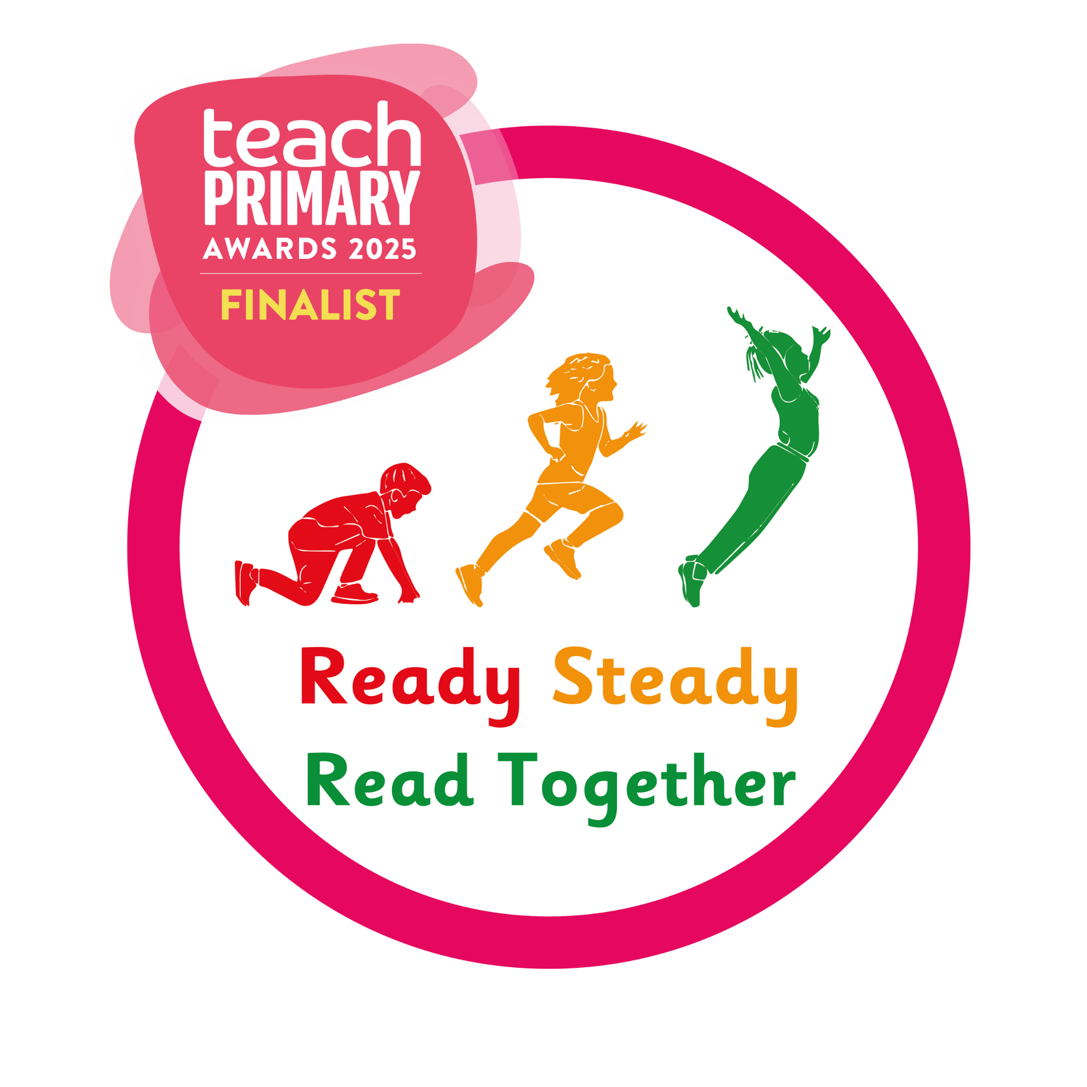 Ready Steady Read Together logo promoting free information webinars for school and MAT leaders to discover the whole-class shared reading resource for Years 2 to 6 that develops comprehension, fluency and a love of reading.