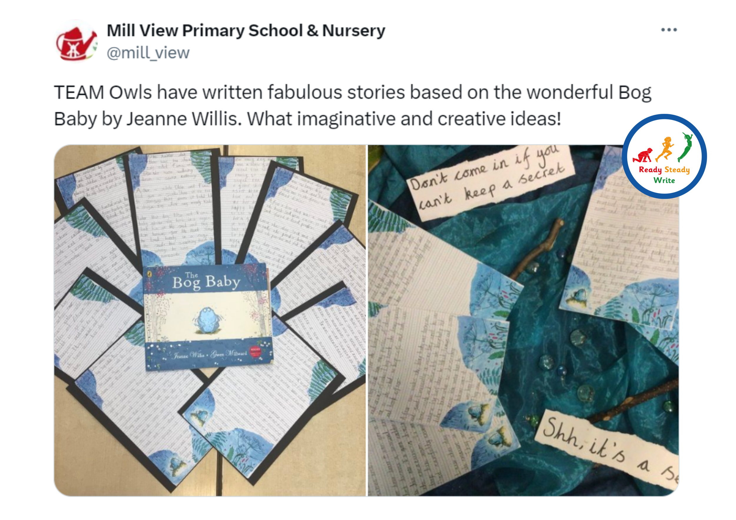 Tweet showing staff confidence and success using Literacy Counts’ writing curriculum planning for primary