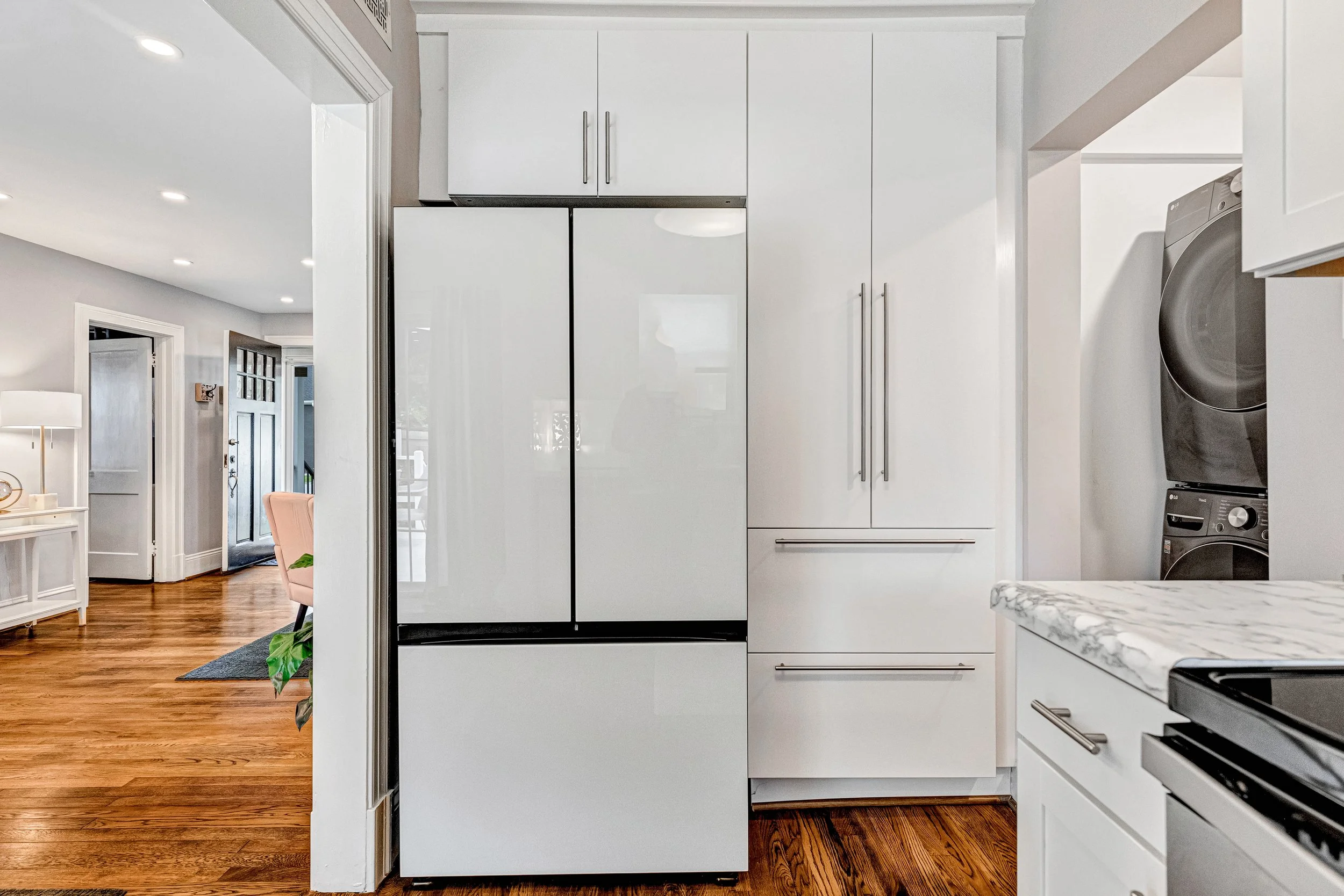 Prepare your favorite meals in the modern gourmet kitchen with plenty of storage space for pantry items and fresh produce. 